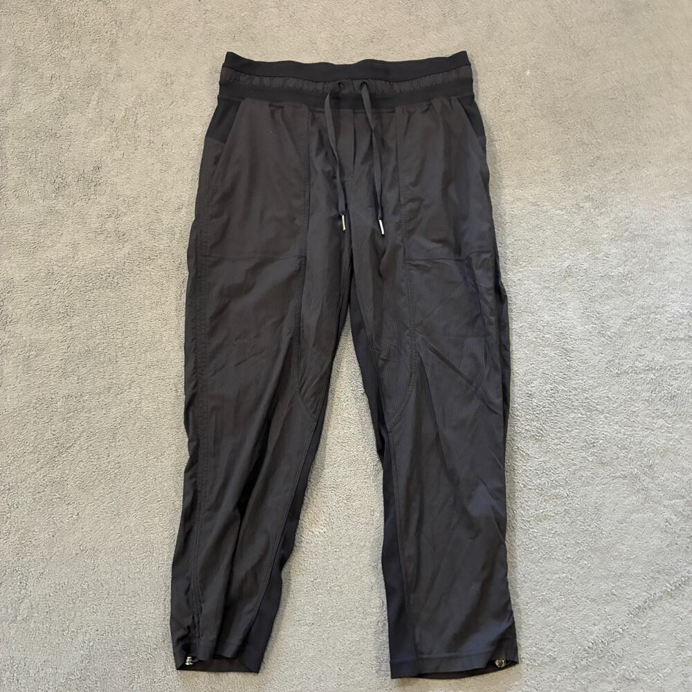 Lululemon Dance Studio Crop Pants 25" Black Cinch Hem Joggers Pants Women's Sz 8